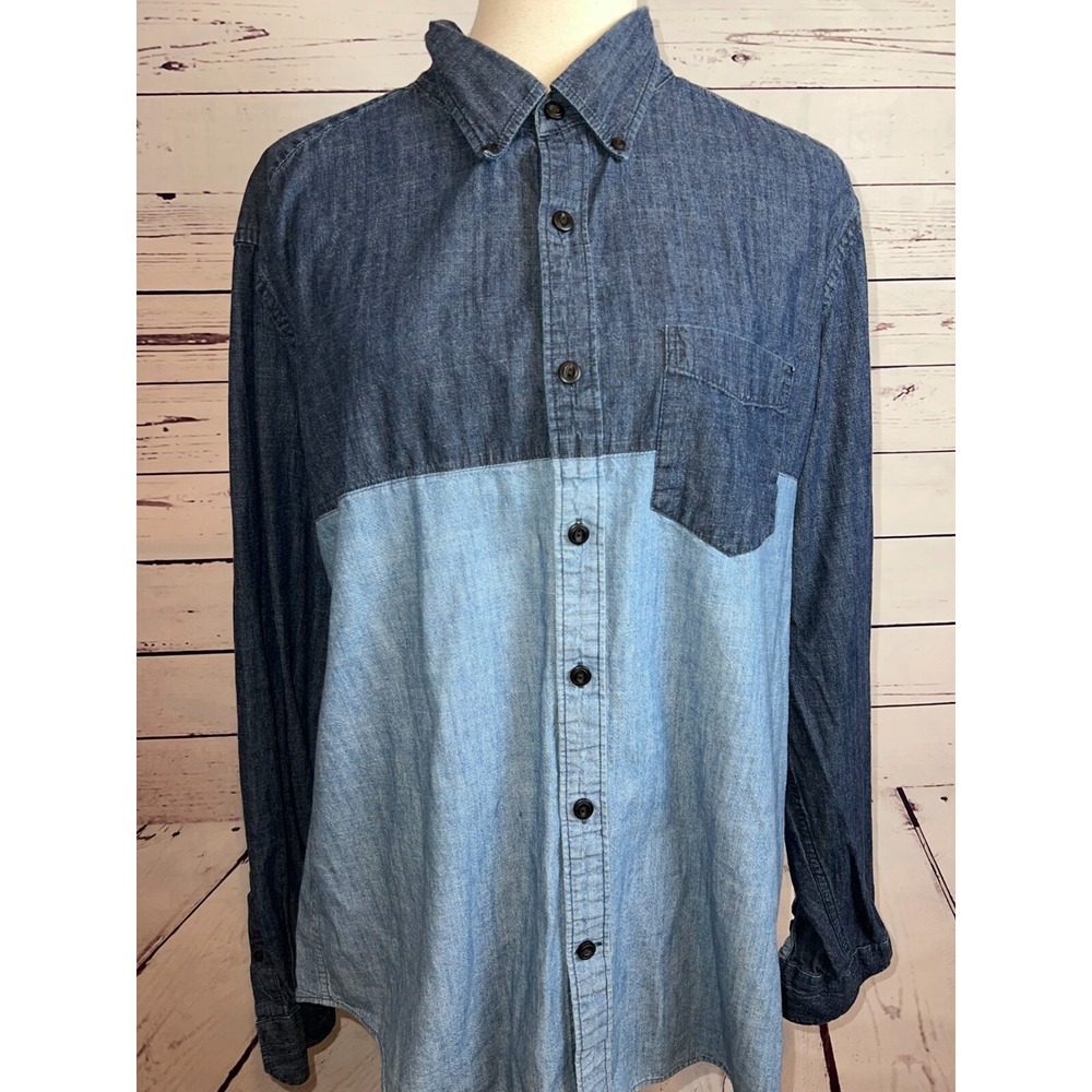 American Eagle Button Down Shirt Extra Large XL Denim Classic Fit Mens Western‎